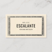  retro elegante zwarte rand beige visitekaartje (Voorkant)