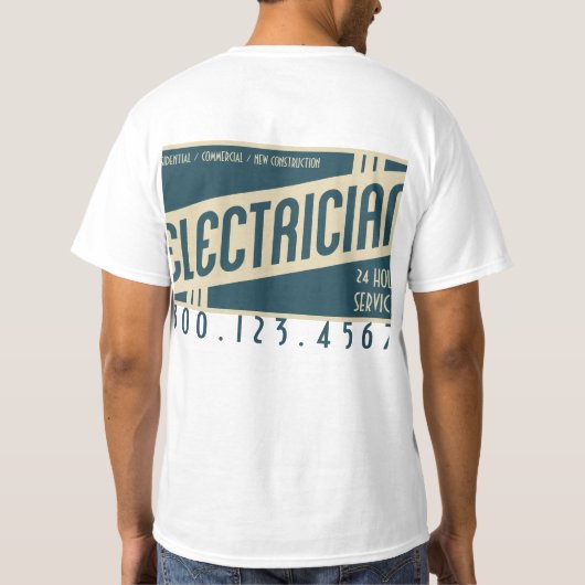 retro-elektricien t-shirt (Achterkant)