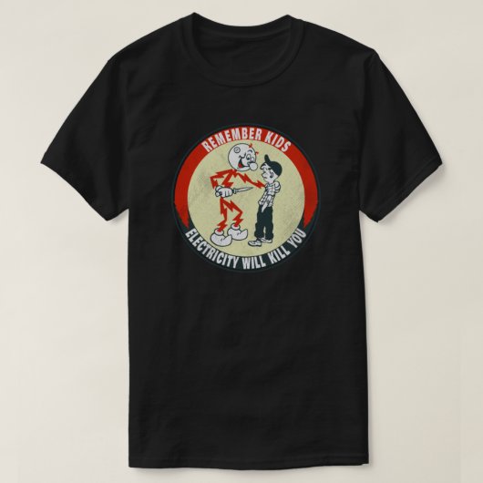 Retro  elektriciteit zal je emblem doden t-shirt (Design voorkant)