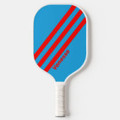 Retro Elektrisch Blauw Rood Drie Strepen Met Naam Pickleball Paddle (Voorkant)