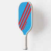 Retro Elektrisch Blauw Rood Drie Strepen Met Naam Pickleball Paddle (Links)