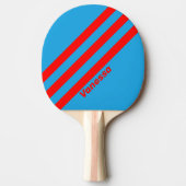 Retro Elektrisch Blauw Rood Drie Strepen Met Naam Tafeltennisbatje (Voorkant)