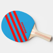 Retro Elektrisch Blauw Rood Drie Strepen Met Naam Tafeltennisbatje (Zijkant)