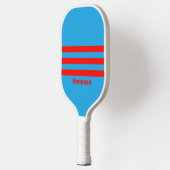 Retro Elektrisch Blauw Rood Drie Strepen Naam Pickleball Paddle (Links)