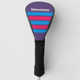 Retro Elektrische Druif Over Strepen met Naam Golfheadcover