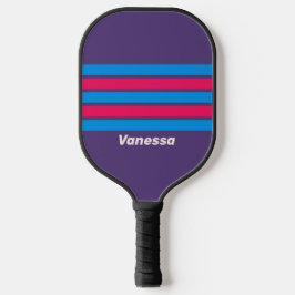 Retro Elektrische Druif Over Strepen met Naam Pickleball Paddle