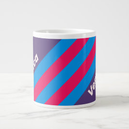 Retro Elektrische Druiven Strepen met Naam Grote Koffiekop
