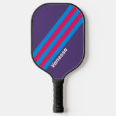 Retro elektrische druivenstrepen met naam pickleball paddle (Voorkant)