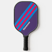 Retro elektrische druivenstrepen met naam pickleball paddle (Achterkant)