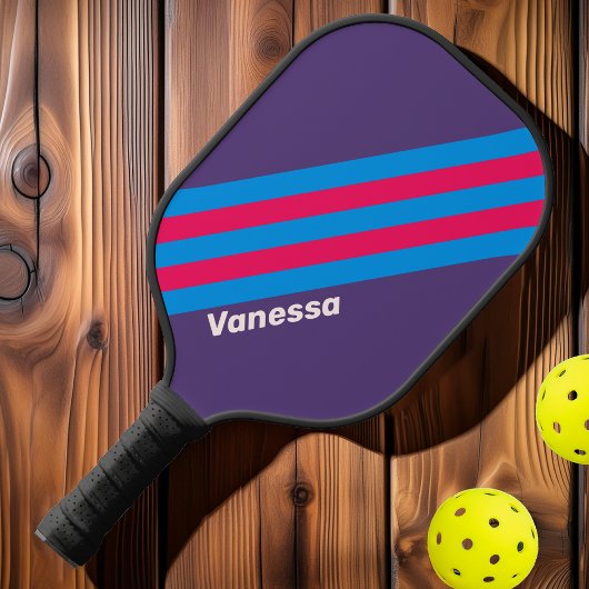 Retro elektrische druivenstrepen met naam pickleball paddle