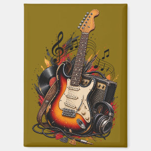 Retro elektrische gitaar & amp rockmuziek Flexibel Magneet