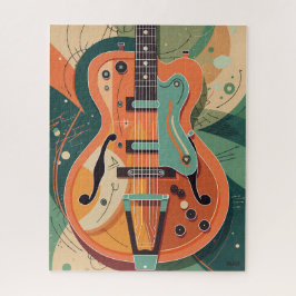 Retro elektrische gitaar illustratie legpuzzel