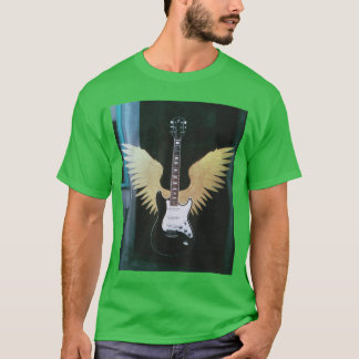Retro elektrische gitaar vleugels muziek liefhebbe t-shirt