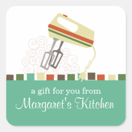 Retro elektrische mixer bakken kookgeschenk label 