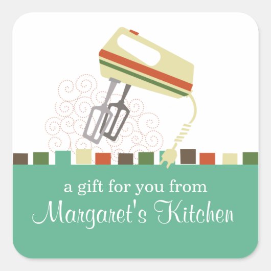 Retro elektrische mixer bakken kookgeschenk label  (Voorkant)