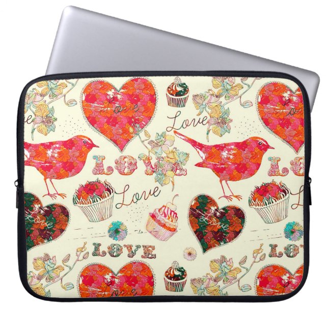 Retro-elementen voor hoeken en Valentijnsdag Laptop Sleeve (Voorkant)
