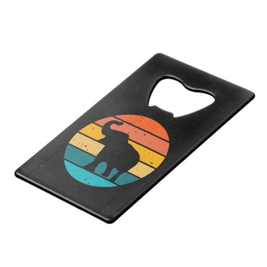 Retro Elephant Creditkaart Flessenopener (Voorkant Gekanteld)