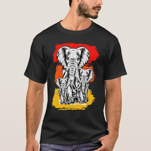 Retro  Elephant Family Wilde Animal Aestheti T-shirt (Voorkant)