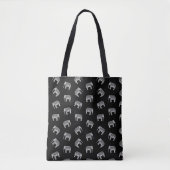 Retro Elephant Print Patroon Zwart-wit ontwerp Tote Bag (Voorkant)