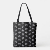Retro Elephant Print Patroon Zwart-wit ontwerp Tote Bag (Achterkant)