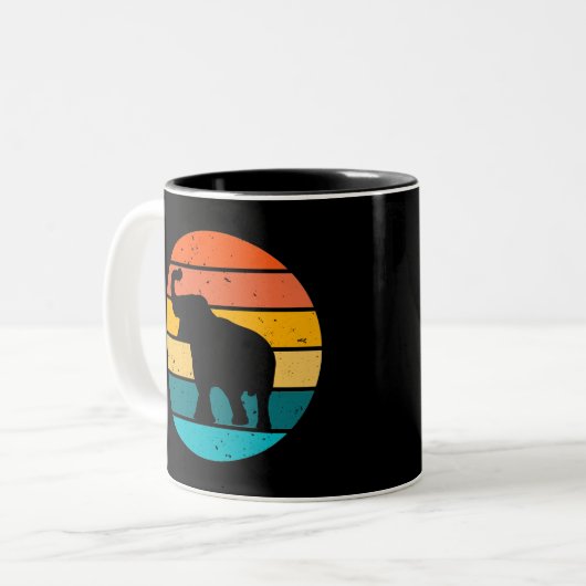 Retro Elephant Tweekleurige Koffiemok (Voorkant links)