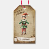 Retro  Elf Custom Vrolijk Kerstfeest Cadeaulabel (Voorkant)