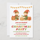 Retro Elf Editable Christmas Party Kaart (Voorkant)