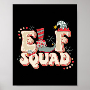Retro Elf Squad Kerstmis Bijpassende Familie Plezi Poster