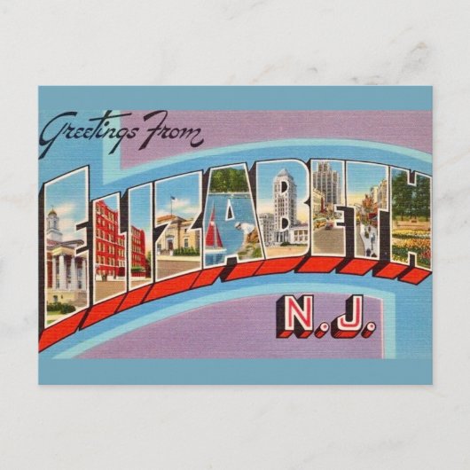 Retro Elizabeth NJ ansichtkaart Briefkaart (Voorkant)