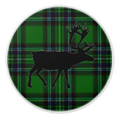 Retro Elk hert groen zwart plaid Keramische Knop (Voorkant)