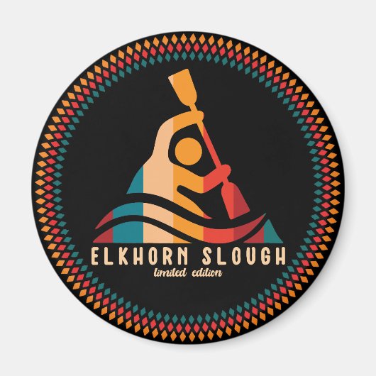 Retro Elkhorn Slough Kayaking Magneet (Voorkant)