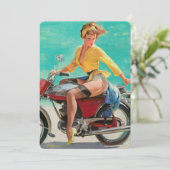  Retro Elvgren Motorfiets Biker Pin-UP Meisje Kaart (Staand voorkant)