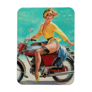 Retro Elvgren Motorfiets Biker Pin-UP Meisje Magneet