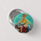 Retro Elvgren Motorfiets Biker Pin-UP Meisje Ronde Button 3,2 Cm (Voorkant /achterkant)