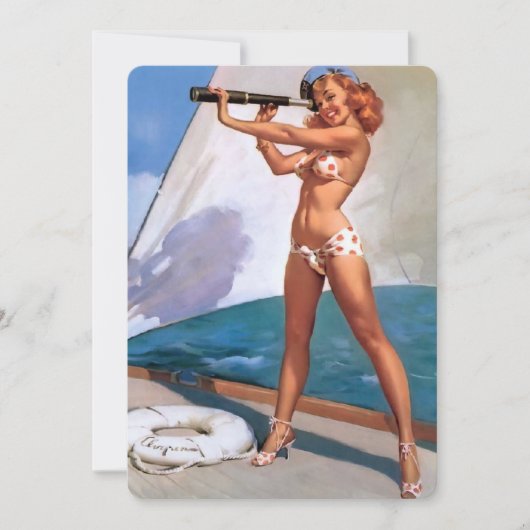 Retro Elvgren Sailing Sailor Pin-up Meisje Kaart (Voorkant)