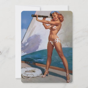  Retro Elvgren Sailing Sailor Pin-up Meisje Kaart