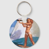 Retro Elvgren Sailing Sailor Pin-up Meisje Sleutelhanger (Voorkant)