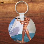 Retro Elvgren Sailing Sailor Pin-up Meisje Sleutelhanger (Voorkant)