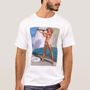 Retro Elvgren Sailing Sailor Pin-up Meisje T-shirt