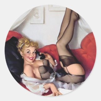  Retro Elvgren Telefoon Pin Up Meisje Ronde Sticker
