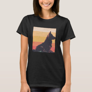 Retro Elzasser ras Sunset esthetische Duitse Sheph T-shirt