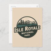 Retro Embleem van het Isle Royale National Park Feestdagenkaart (Voorkant / Achterkant)