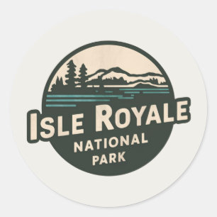 Retro Embleem van het Isle Royale National Park Ronde Sticker