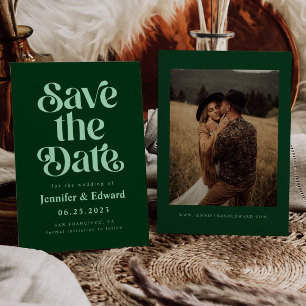 Retro Emerald Groene Bruiloft Save The Date