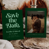 Retro Emerald Groene Bruiloft Save The Date