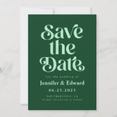 Retro Emerald Groene Bruiloft Save The Date (Voorkant)