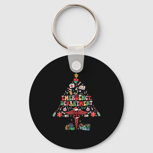 Retro Emergency Department Christmas Tree Er Crew Sleutelhanger (Voorkant)