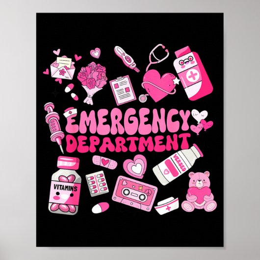 Retro Emergency Department Nk Valentine Er Nurse W Poster (Voorkant)