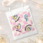 Retro Emoji Glimlach Verjaardag voor Meisjes Bedankzakje (Geknipt)