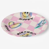 Retro Emoji Glimlach Verjaardag voor Meisjes Papieren Bordje (Gekanteld)